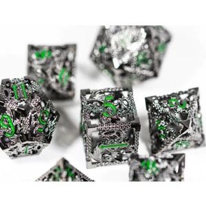 7 Piece Hollow Metal Dice Set Dragon Series